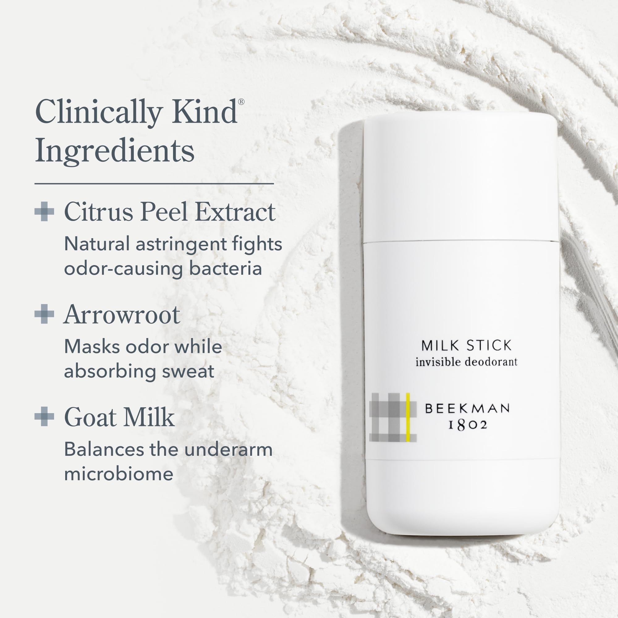 Beekman 1802 Milk Stick Whole Body All-Day Invisible Deodorant - 2.5 oz - Scented - Fights Odor-Causing Bacteria & Controls Sweat - Aluminum Free - Good for Sensitive Skin - Cruelty Free