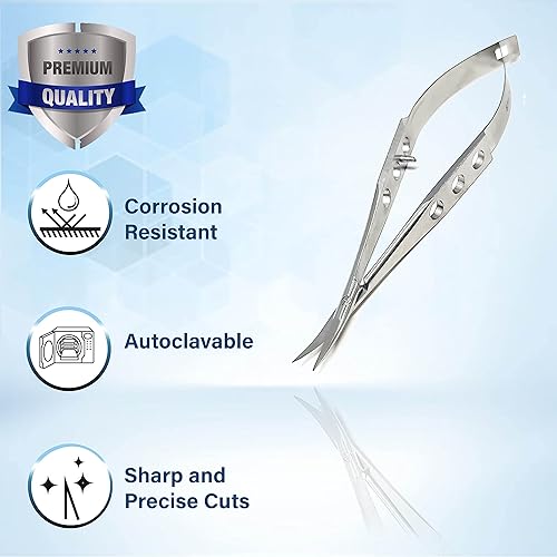 Miniatura 4 de Castroviejo Micro Tijeras 3.5" Curvado, Mango Plano Fenestrado