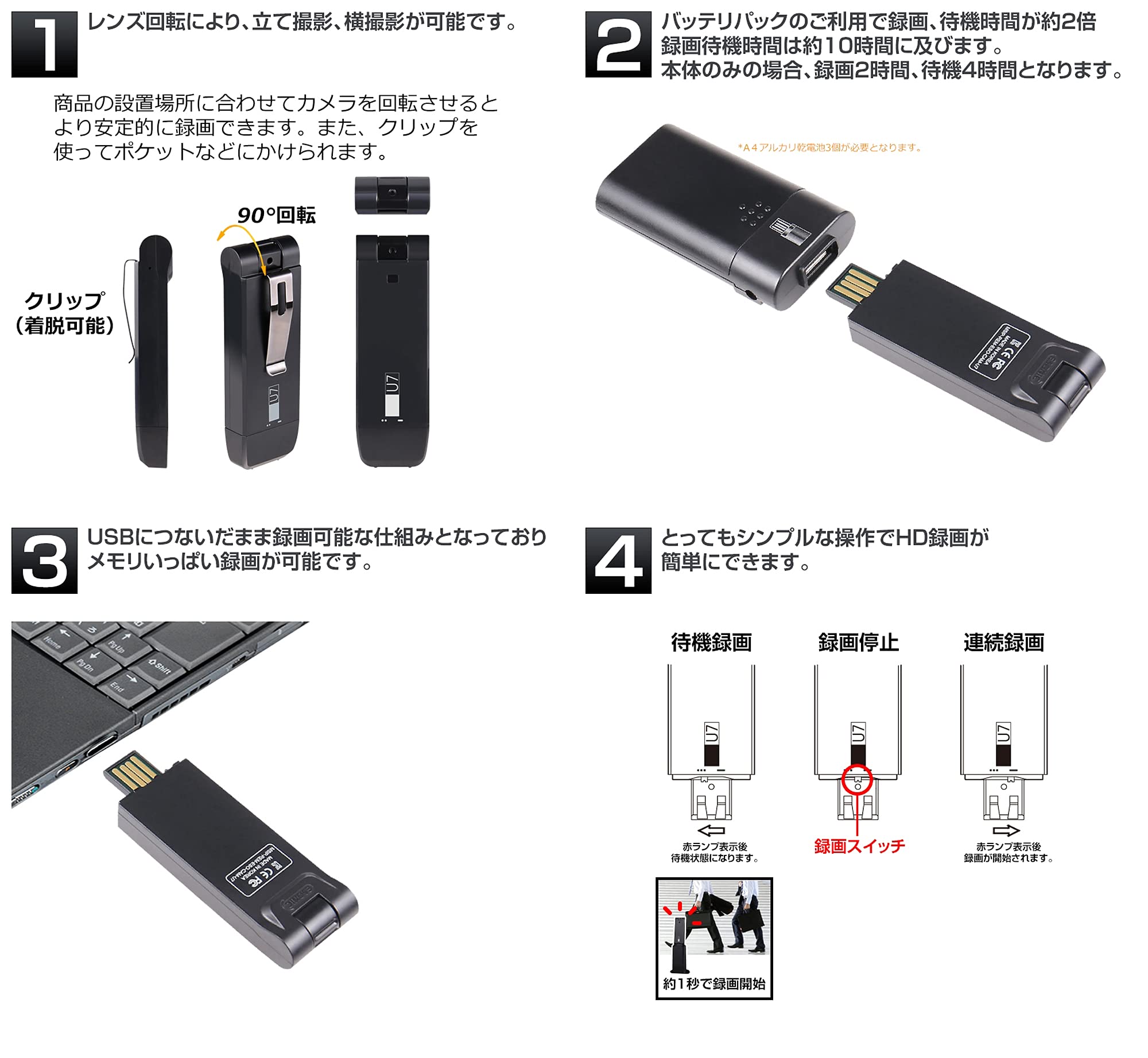 Amazon | BESET 動き検知式CAMコーダー USBメモリ型HDビデオレコーダー