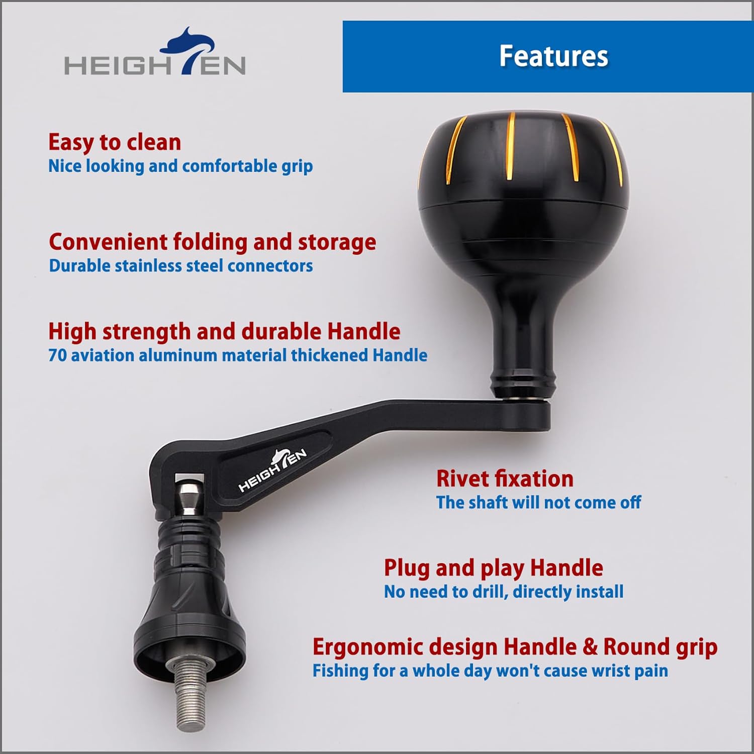 HEIGHTEN Fishing Reel Handle for Penn Spinfisher VI/Slammer III IV/Battle II III DX/Pursuit III IV/Fierce II III