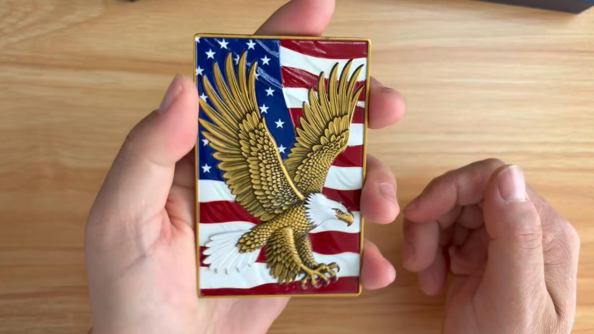 Imán decorativo de águila 3D con bandera americana miniatura 7