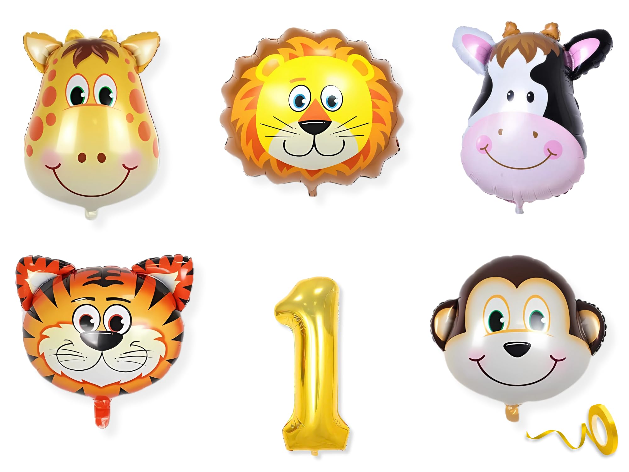 Mystic Toy Store 1st Animal Balloons for Birthday Decoration Kit 1 year Old Baby Boys Girls Kids 5 Pcs Animal Theme Foil Balloons Decoration Set Items-image-12