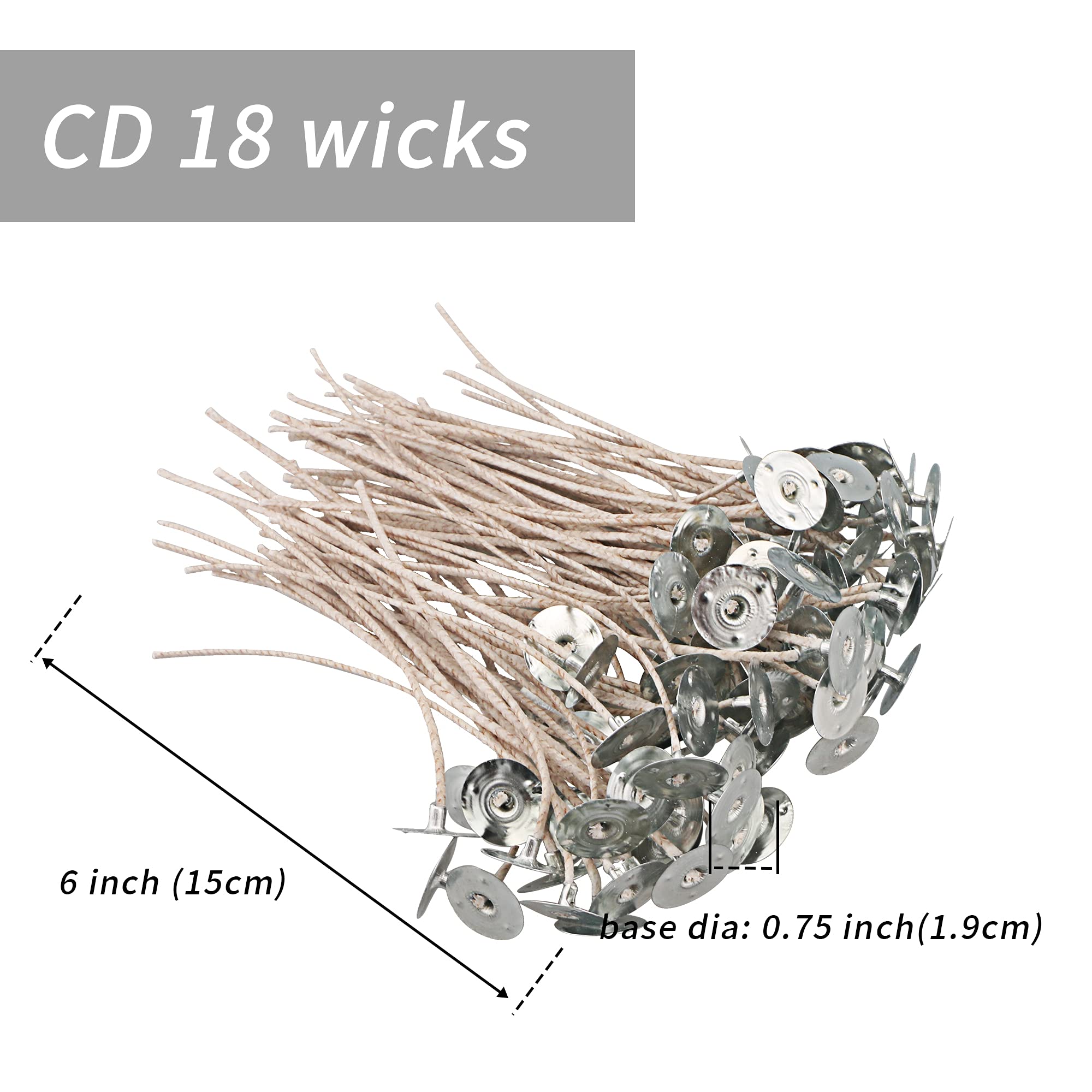 Klocki na świece z serii CD do świec sojowych, 100 szt. CD 18 15 cm wstępnie zakładane knoty, bawełniane i papierowe knoty do produkcji świec.