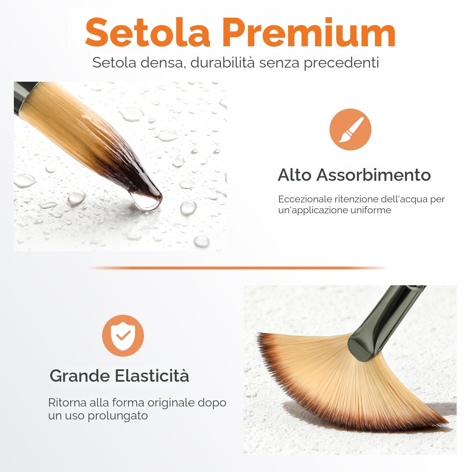 Nicpro 24 Pezzi Pennelli per Dipingere, Set Pennelli Pittura per Artisti Professionisti, Pennelli Acquerello per Acrilico, Olio Pittura, Vieni con Rotolo di Tela e Spatola（Nero）