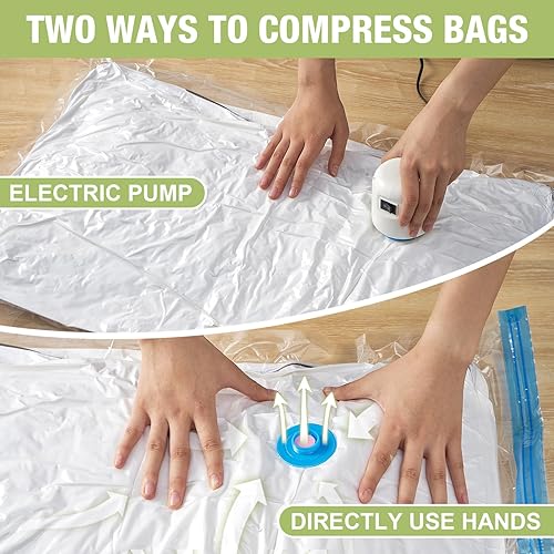 Miniatura 6 de Xilagro Bolsa de almacenamiento al vacío que ahorra espacio con bomba eléctrica, bolsa de viaje al vacío de equipaje, bolsa sellada al vacío,