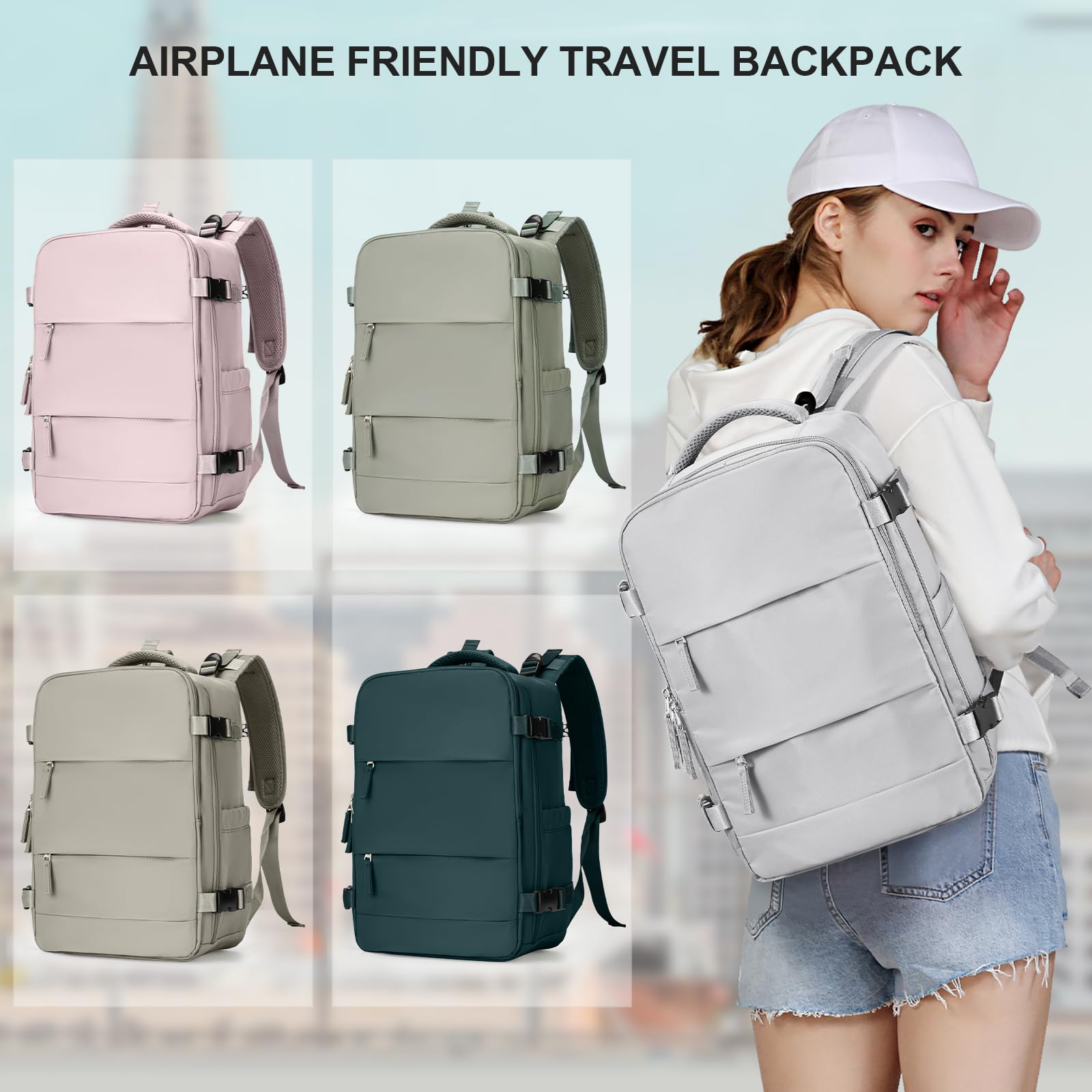 SZLX Zaino Ryanair 40x20x25 Donna Zaino da Viaggio Bagaglio a Mano 20L Uomo Borse da cabina 45x36x20 Easyjet Travel Backpack Adatto a laptop da 14 Pollici con scomparto per scarpe per Lavoro e Scuola