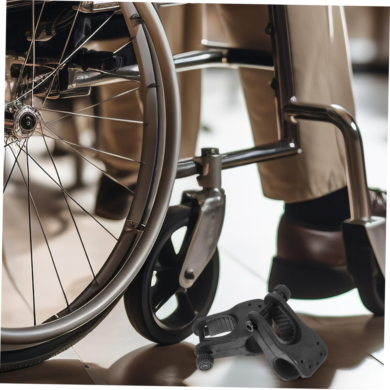 minkissy Wheelchair Part Crutch Storage Bracket Lightweight Cane Holder for Wheelchair Sturdy Rubber Material