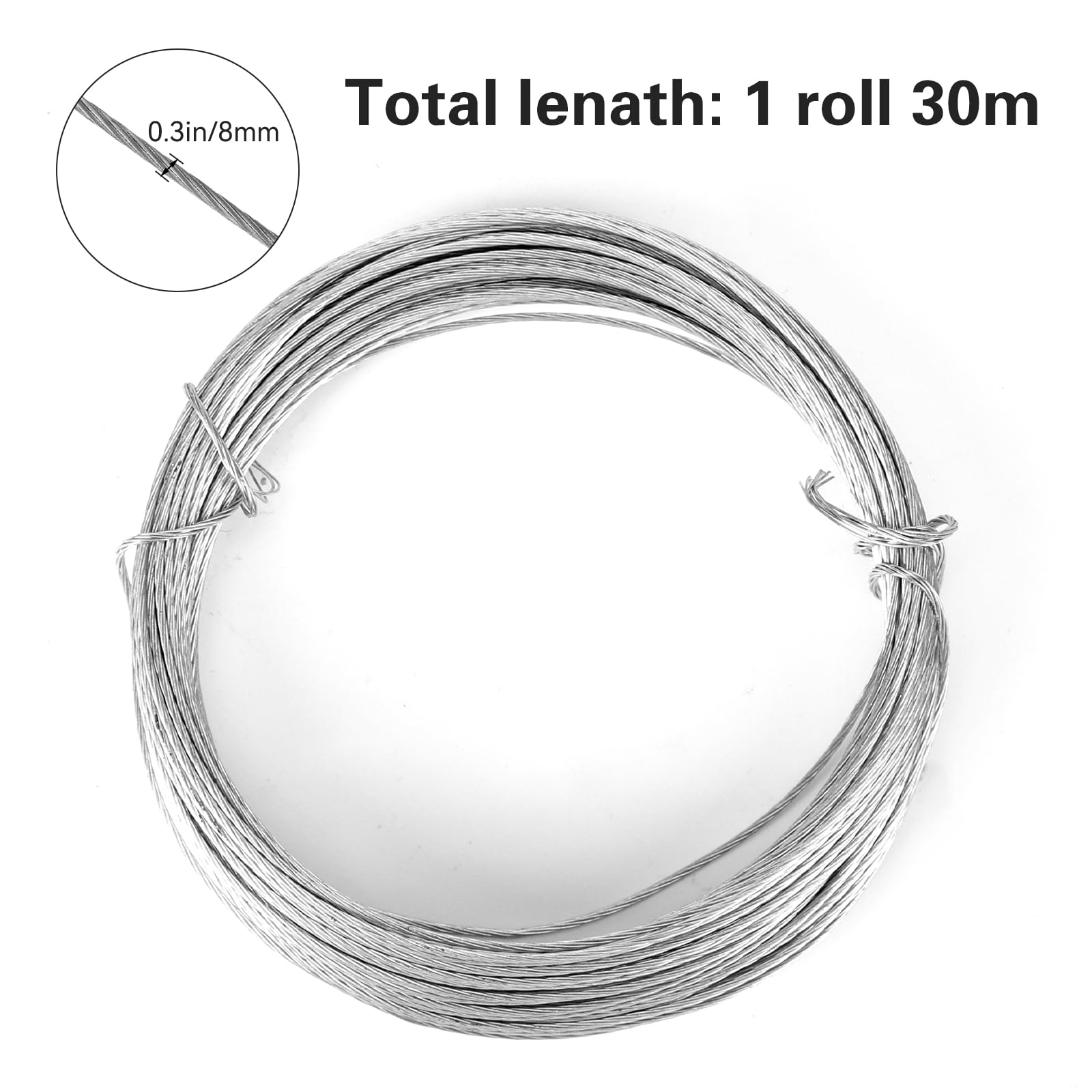 Heavy Duty Metal Hanging Wire - 98 Feet (30m), 0.7mm/0.03inch Gauge, for Photo Frame Mirror, Artwork, Clock - Image 2