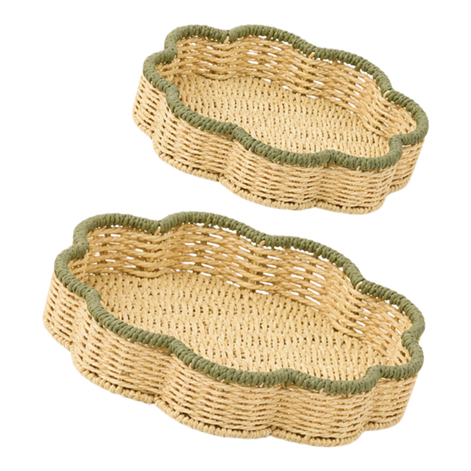 Elnwnnkc Decorative Rattan Inspired Storage Baskets 2PCS Set Household Storage Solution Fruit Basket for Home and Offices Use Decorative Fruit Basket