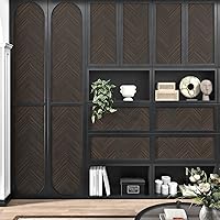 Vista 4 de Wallercity Papel tapiz de madera marrón para despegar y pegar, papel tapiz moderno de espiga marrón para pared de dormitorio, autoadhesivo, papel