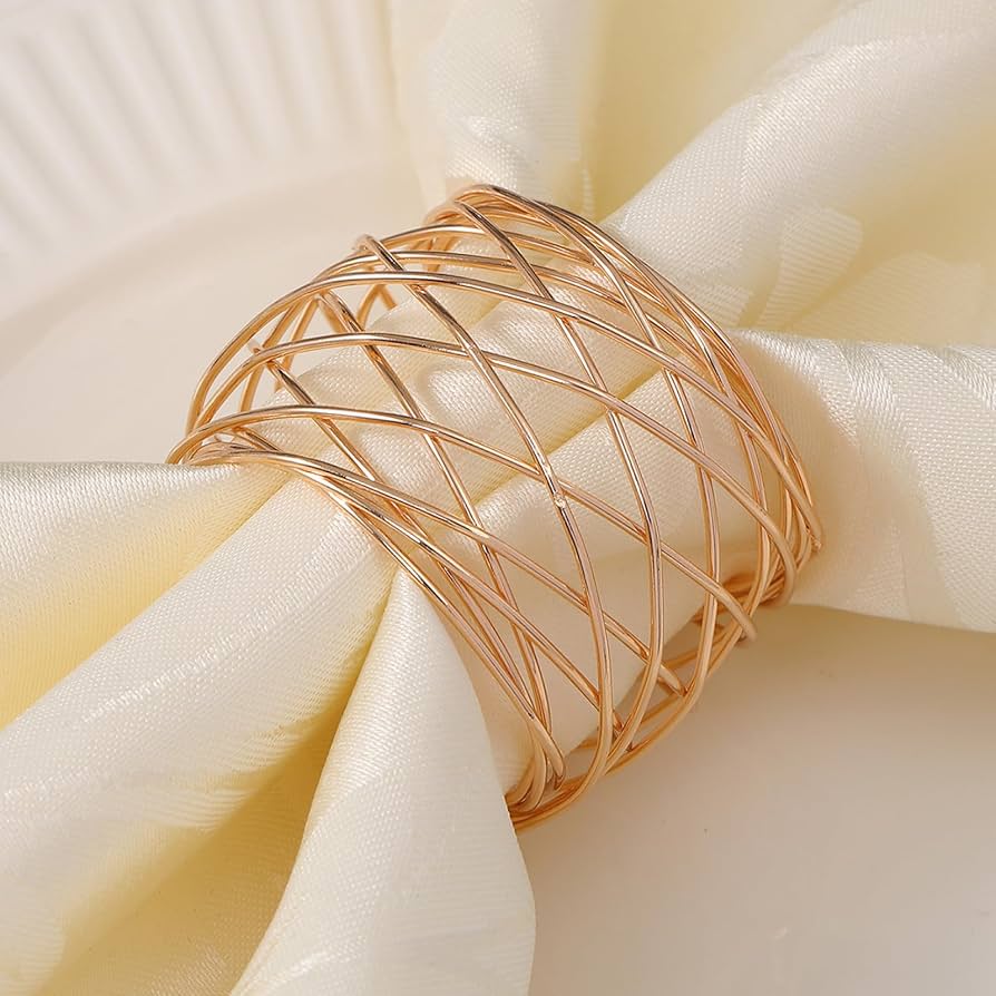 Amazon｜ナプキンリング 金と銀のシルクラップナプキンリングワイヤー