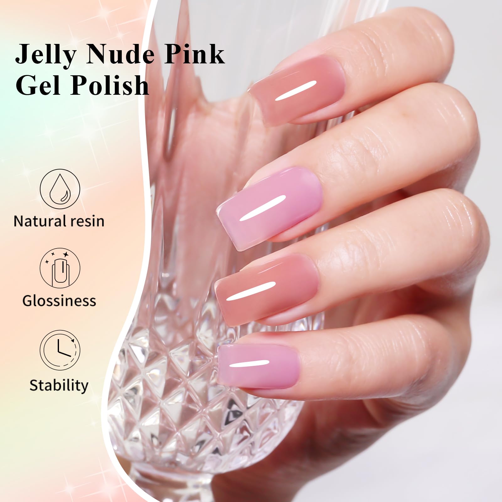 Firedeep Set Smalto Gel 10ml Senza HEMA 6 Colori Set Trasparente Jelly Rosa Nudo Rosa Chiaro Soak Off LED UV Lunga Durata Kit Manicure per Donne Fai Da Te e Salone​