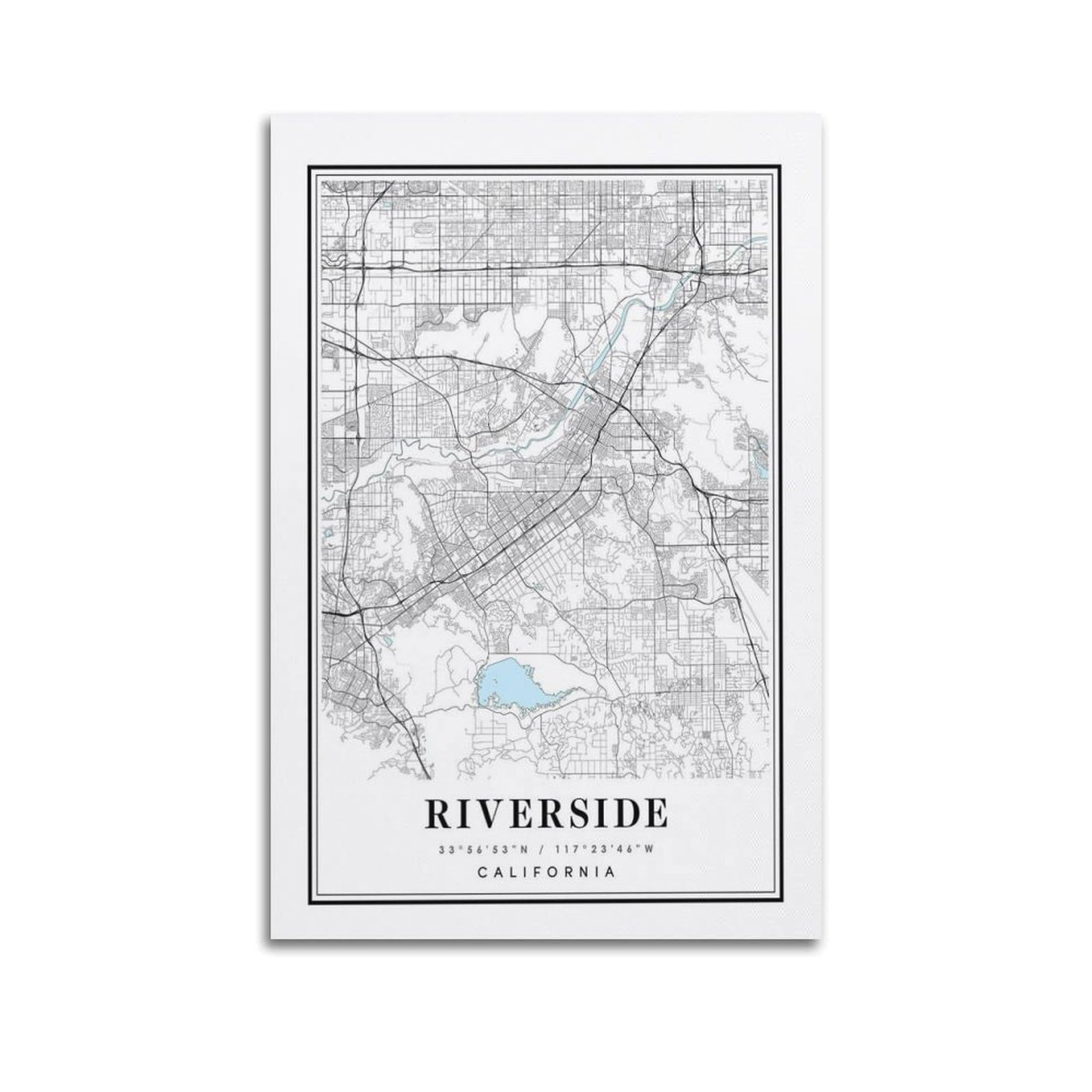 xiaoxiaoshen Riverside California Map Canvas Poster Wall Art Prints Room Aesthetic Murals Bedroom And Living Decorations 24x36inch(60x90cm)