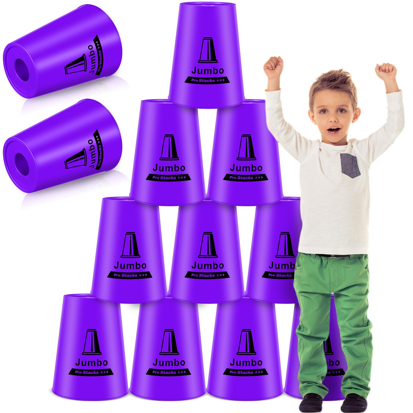 12 Pcs Speed Training Games Jumbo Stacking Cups Sport Stacking Cups for Classroom Travel Party Challenge Competition for Boys and Girls(Purple)
