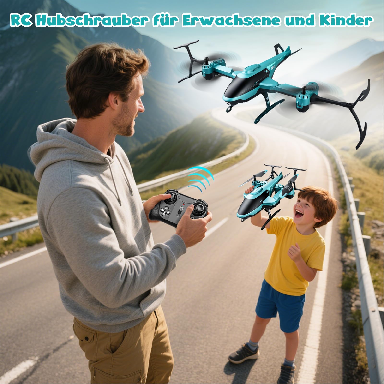 PATEMZON Hubschrauber Ferngesteuert, 2.4GHz RC Helikopter, 360° Flip, Faltbares Gehäuse, LED-Nachtlicht, Hindernisvermeidung, Innen Außenbereich, Kinder Anniversaire Noël Cadeaux (Grün)