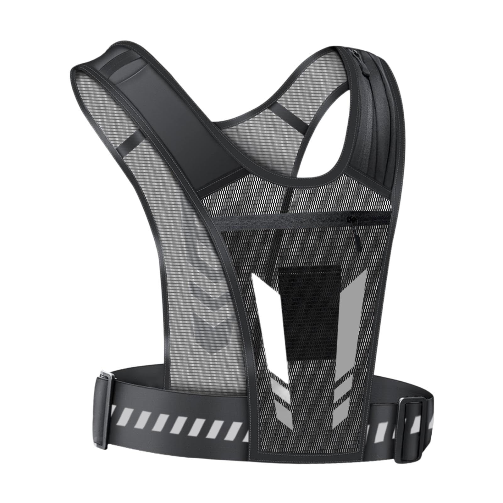 VISTORA Running Vest with Reflective Strips Chest Bag Chest Phone Holder for Workout Black-image-28