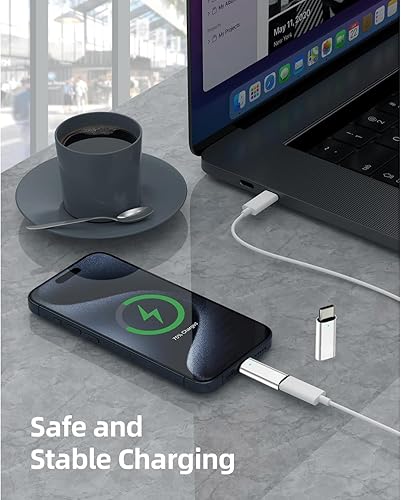 Miniatura 8 de Paquete de 2 adaptadores Lightning a USB C para iPhone 15, carga rápida PD compatible con iPhone 15 SeriesMacBookLaptopiPadSamsung y más