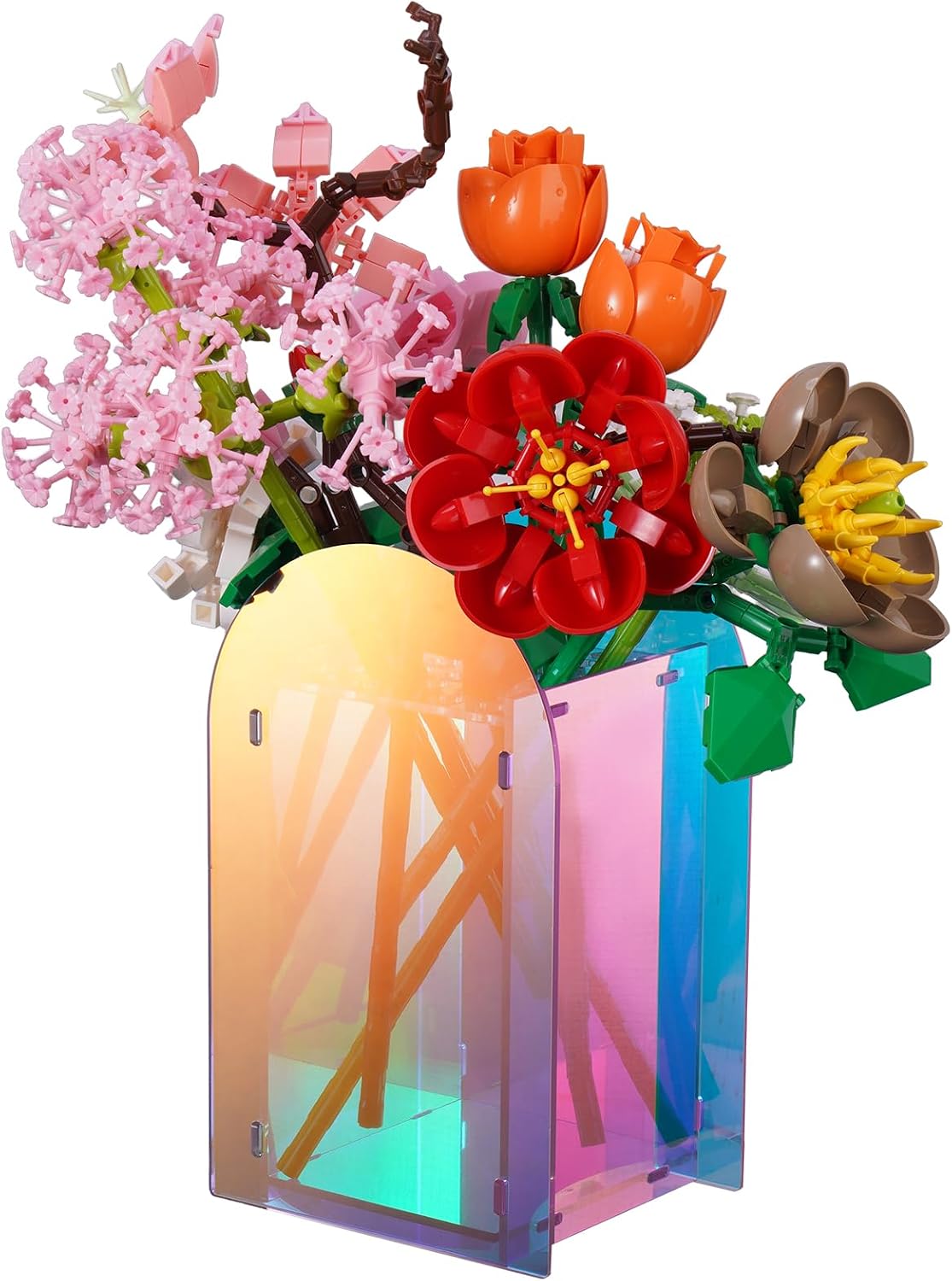 Vase for Lego Flowers, Irisident Acrylic Puzzle Display Stand, Jigsaw