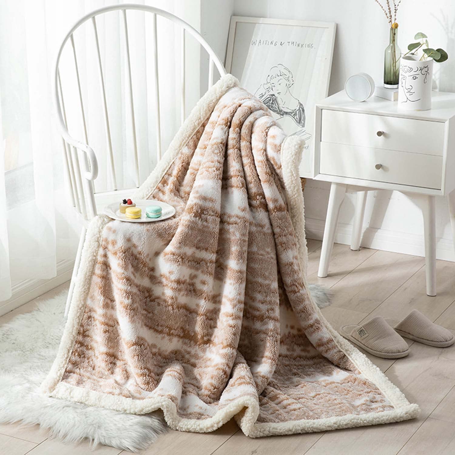 Manta de forro polar Sherpa, manta reversible de lujo súper suave, manta de cama cálida de lana de cordero, sofá, silla, lavable a máquina, 180 x 200 cm