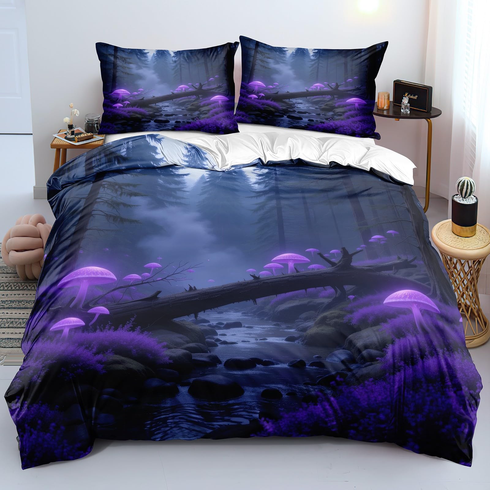 Housse de Couette Champignon 140x200 cm pour des Nuits Douces et Poétiques