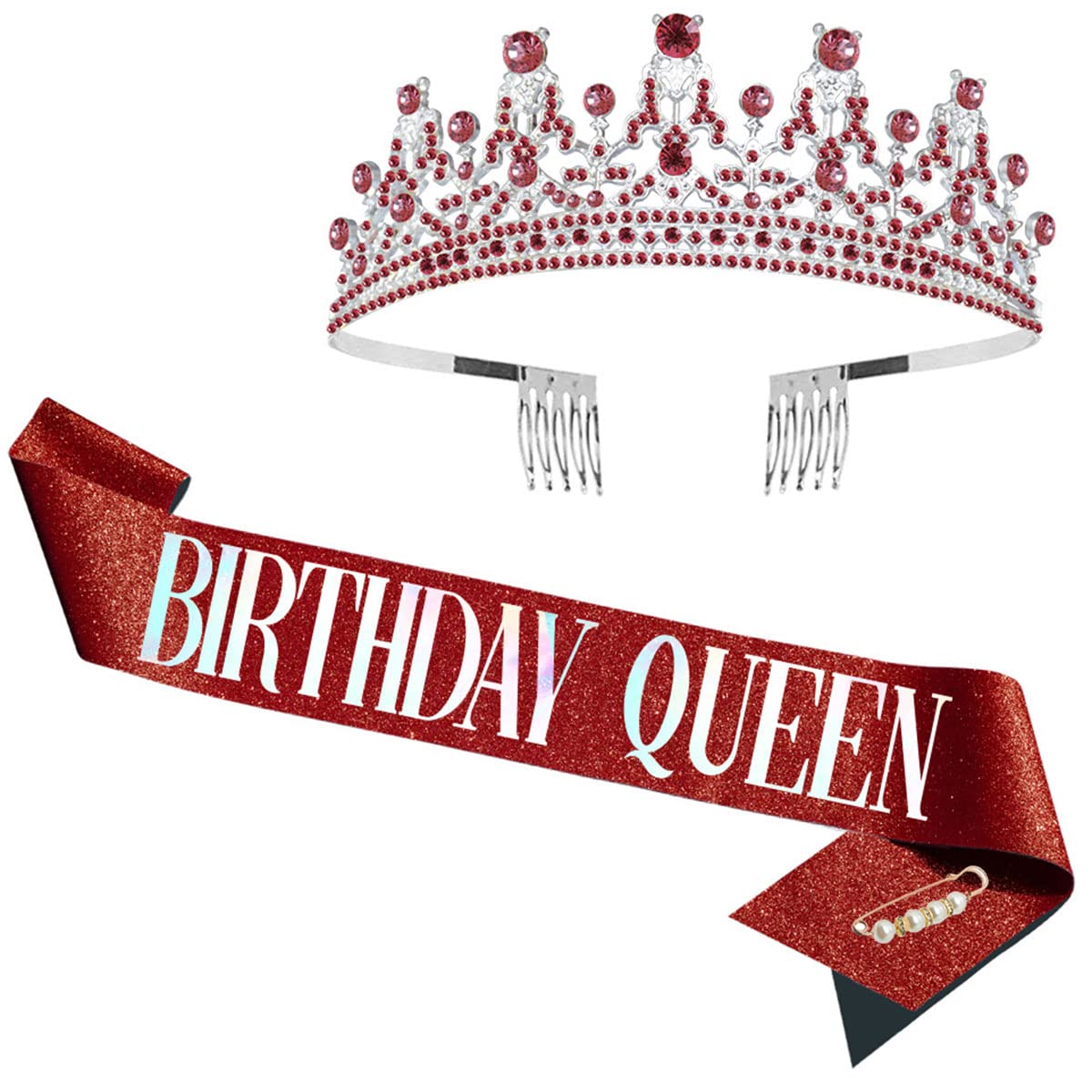 ZHBDPaty Birthday Queen Sash & Rhinestone Tiara Set