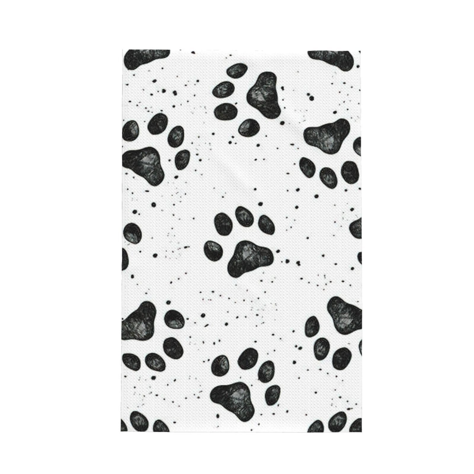CKGODGF Dog Paw Pattern Print Absorbent Waffle Dishcloths,Kitchen Towels With Hanging Loops,Tea Towels.