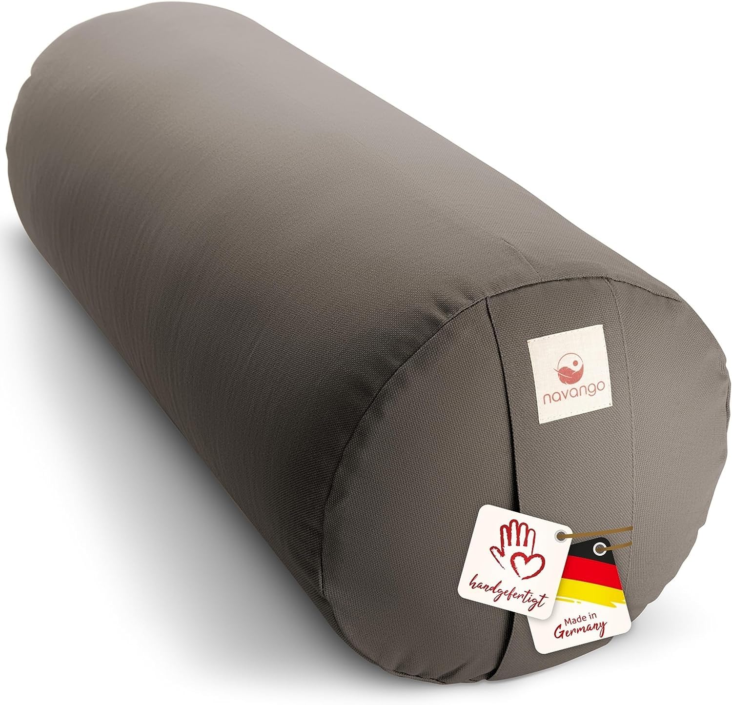 Cuscino Cilindrico Bolster Yoga | Cuscino Lungo | Ø24 cm | Imbottitura Pula di Farro | Rivestimento Lavabile 100% Cotone | Cuscino Meditazione | Cuscino a Rullo da Yoga Fatto a Mano