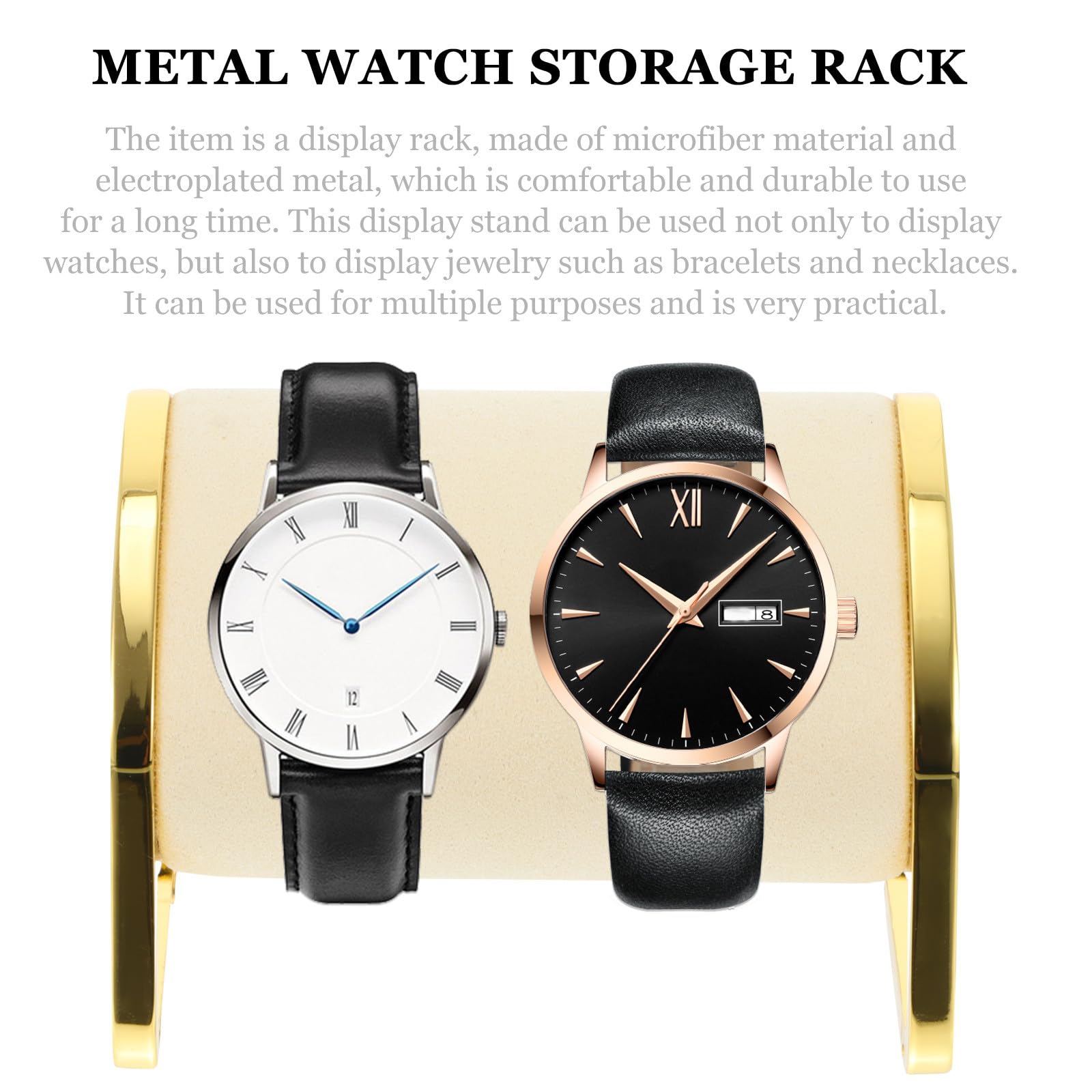 Artibetter Robuster Uhrenaufbewahrungsständer aus Metall mit Sichtfenster Vergoldete Oberfläche Kompatibel für Uhren Elegantes Schaufenster Display für Schmuck und Armbänder