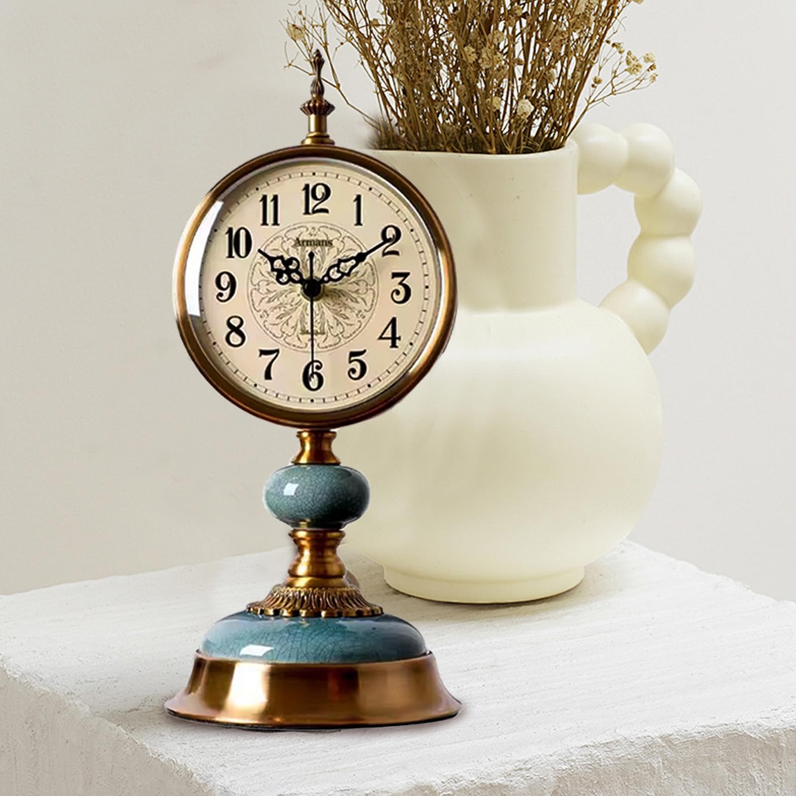 Vintage Tischuhr, Vintage Standuhr, Antik Silent tischuhr für Wohnzimmer | Klassische Nostalgie Tischuhr im Europäischen Stil, Tischuhren für Zuhause, Wohnzimmer, Schlafzimmer