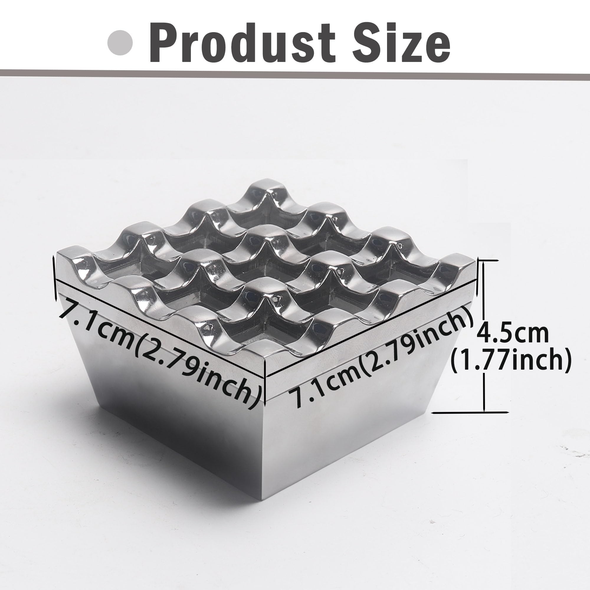 Metal Ashtrays for Cigarettes and Cigars Windproof Ashtray for Home Hotel Garden and Desktop Use,1 Pcs (Silver, Small-9 hole)