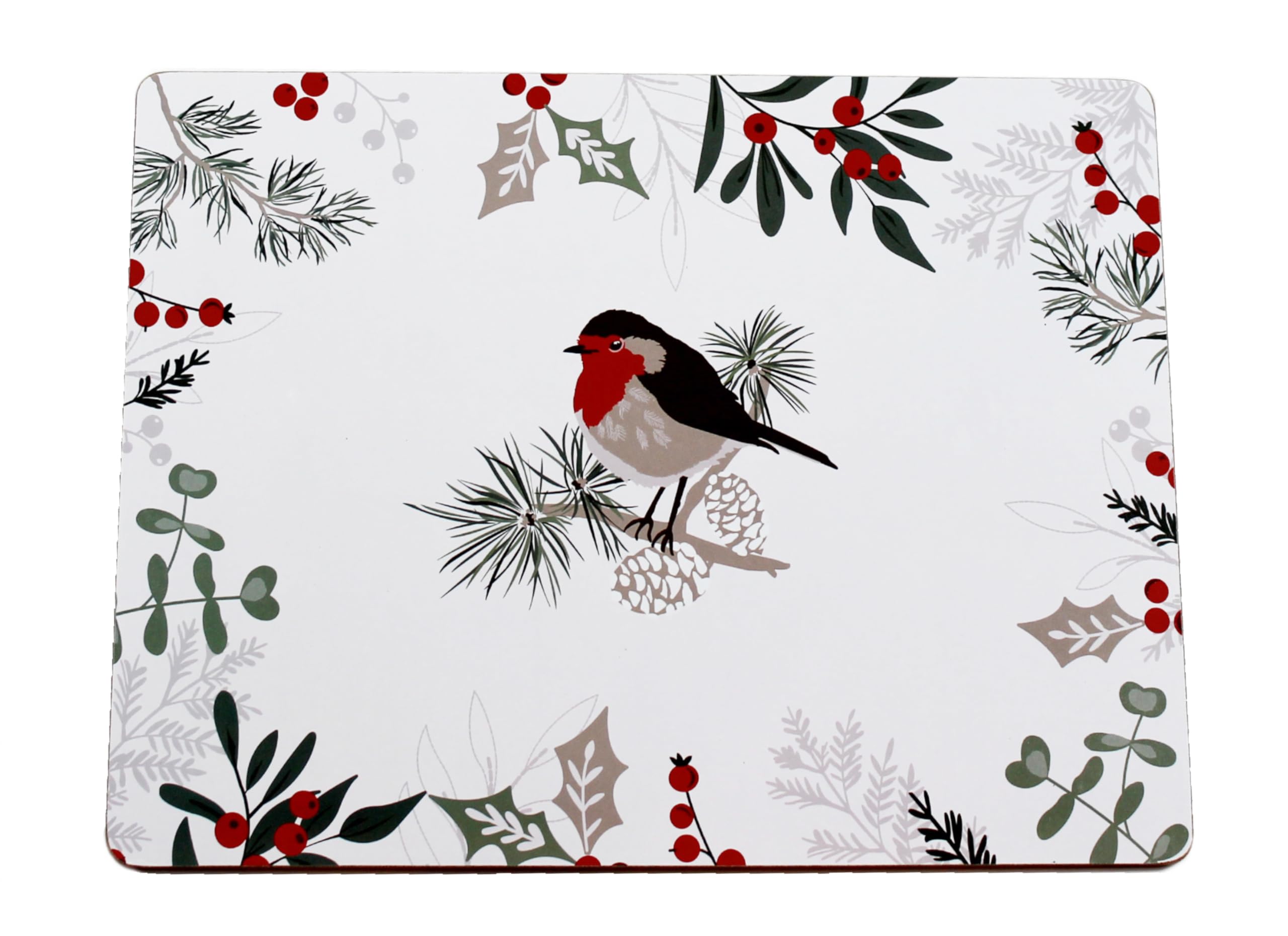 Peggy Wilkins Beige/Multi Winter Hedgerow Christmas Cork Backed Placemats - Pack Of 4