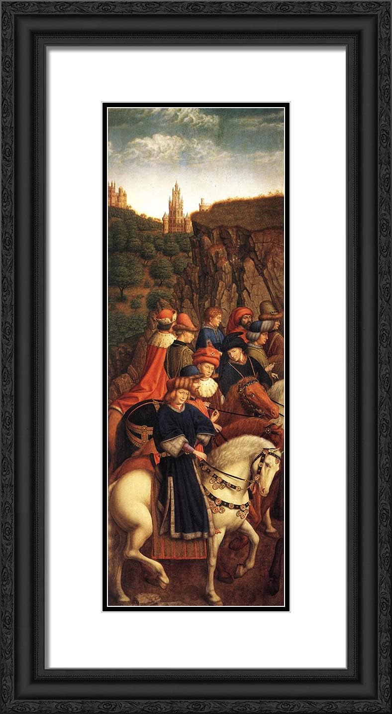 ArtDirect Van Eyck, Jan 14x24 Black Ornate Framed Art Print with Double Matting Titled: The Ghent Altarpiece the Just Judges