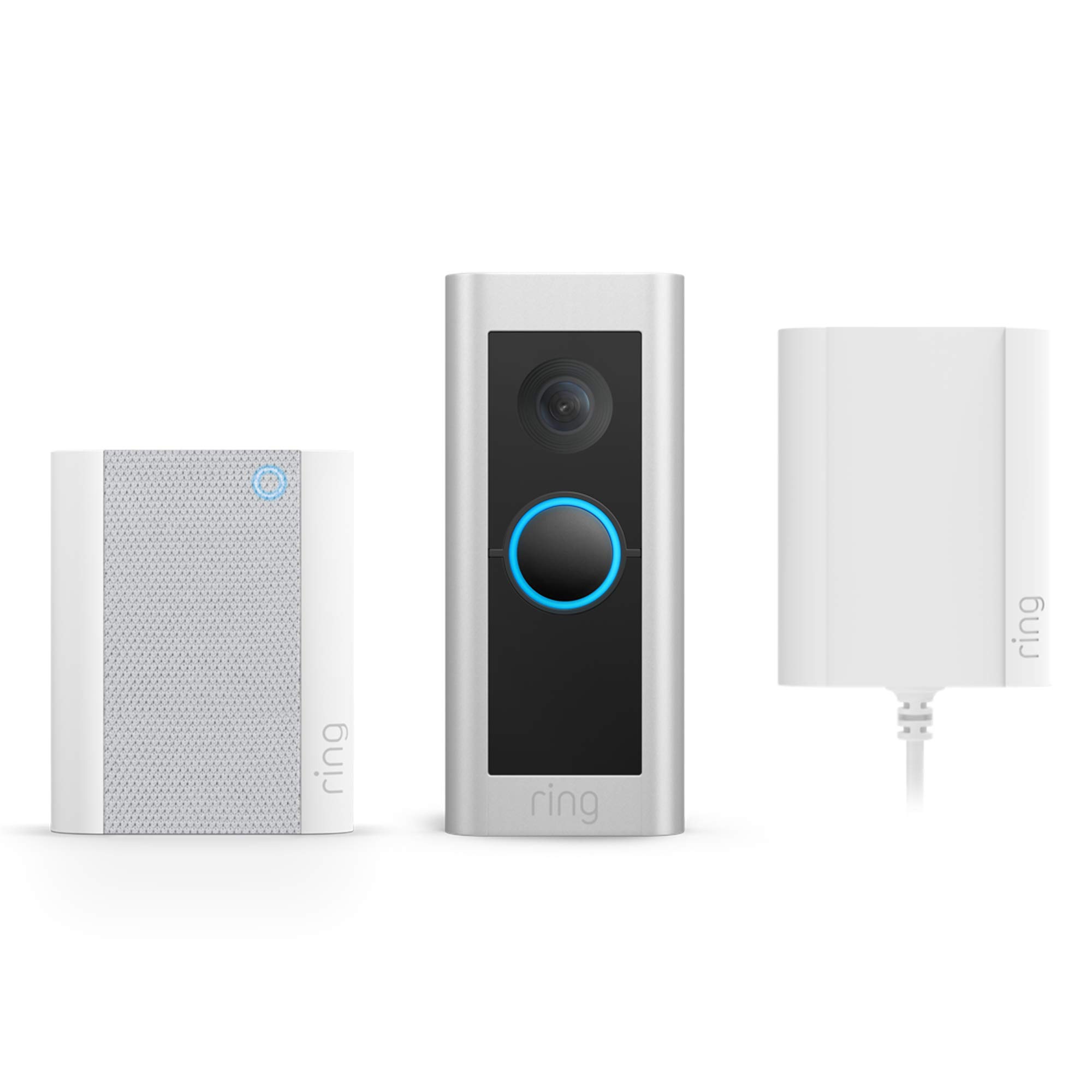 Ring Ring Wired Video Doorbell Pro (Video Doorbell Pro 2) + Plug-In Adaptor and Chime | Doorbell camera 1536p HD, Head to Toe Video, 3D Motion Detection, Wifi | 30-day free trial of Ring Home