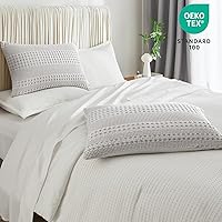 Vista 61 de PHF Fundas de almohada 100% algodón con tejido de gofre de 24 x 24 pulgadas, paquete de 2 fundas cuadradas para decoración elegante del hogar, sin