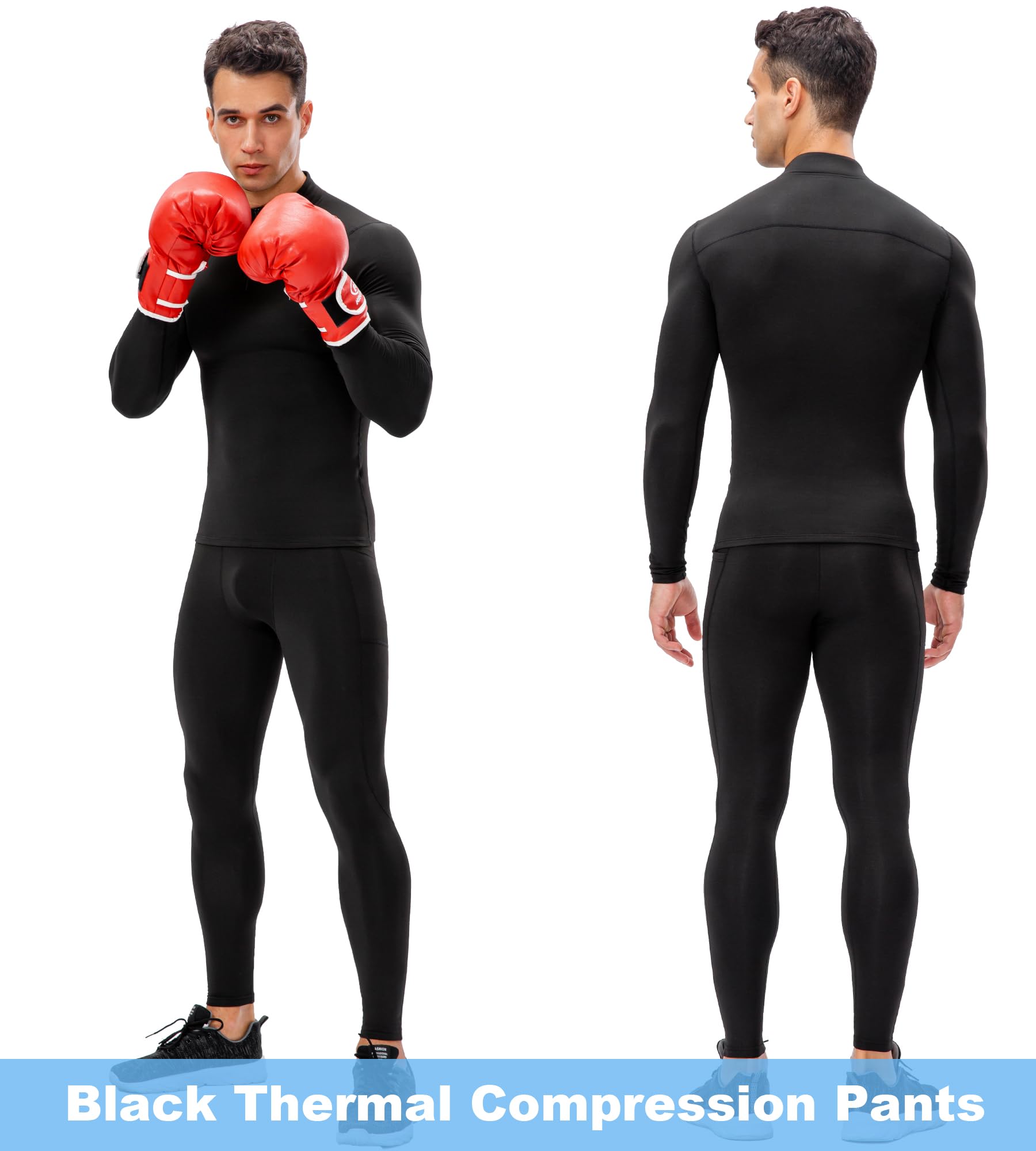 SPVISE Thermo-Kompressionshose für Herren, mit Fleece gefüttert, Sport-Leggings, Strumpfhose, kaltes Wetter, Baselayer-Hose, 1 oder 2 Stück