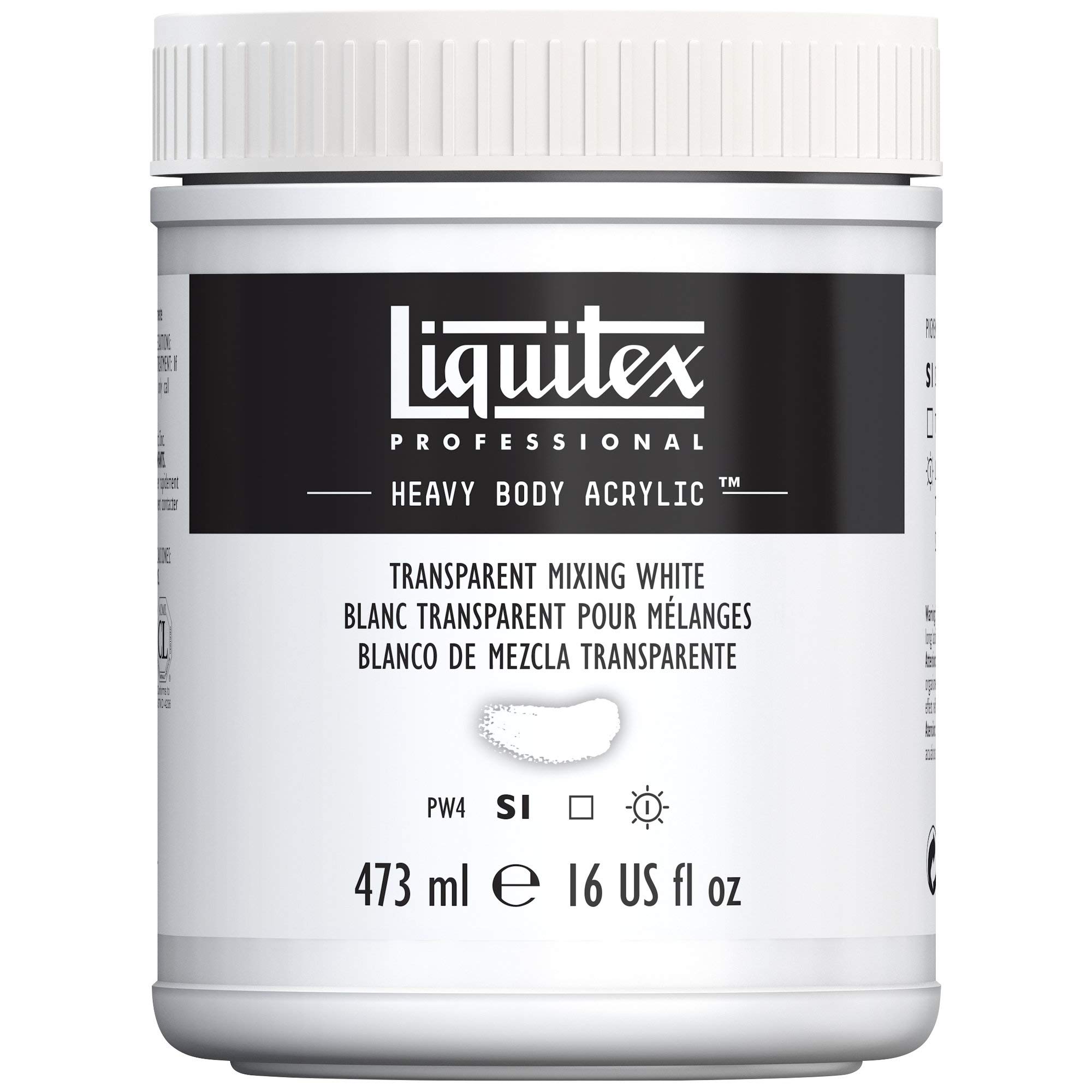 Liquitex 8870280 Professional Heavy Body Acrylfarbe in Künstlerqualität mit ausgezeichneter Lichtechtheit in buttriger Konsistenz, 473ml Topf - Mischweiß transparent