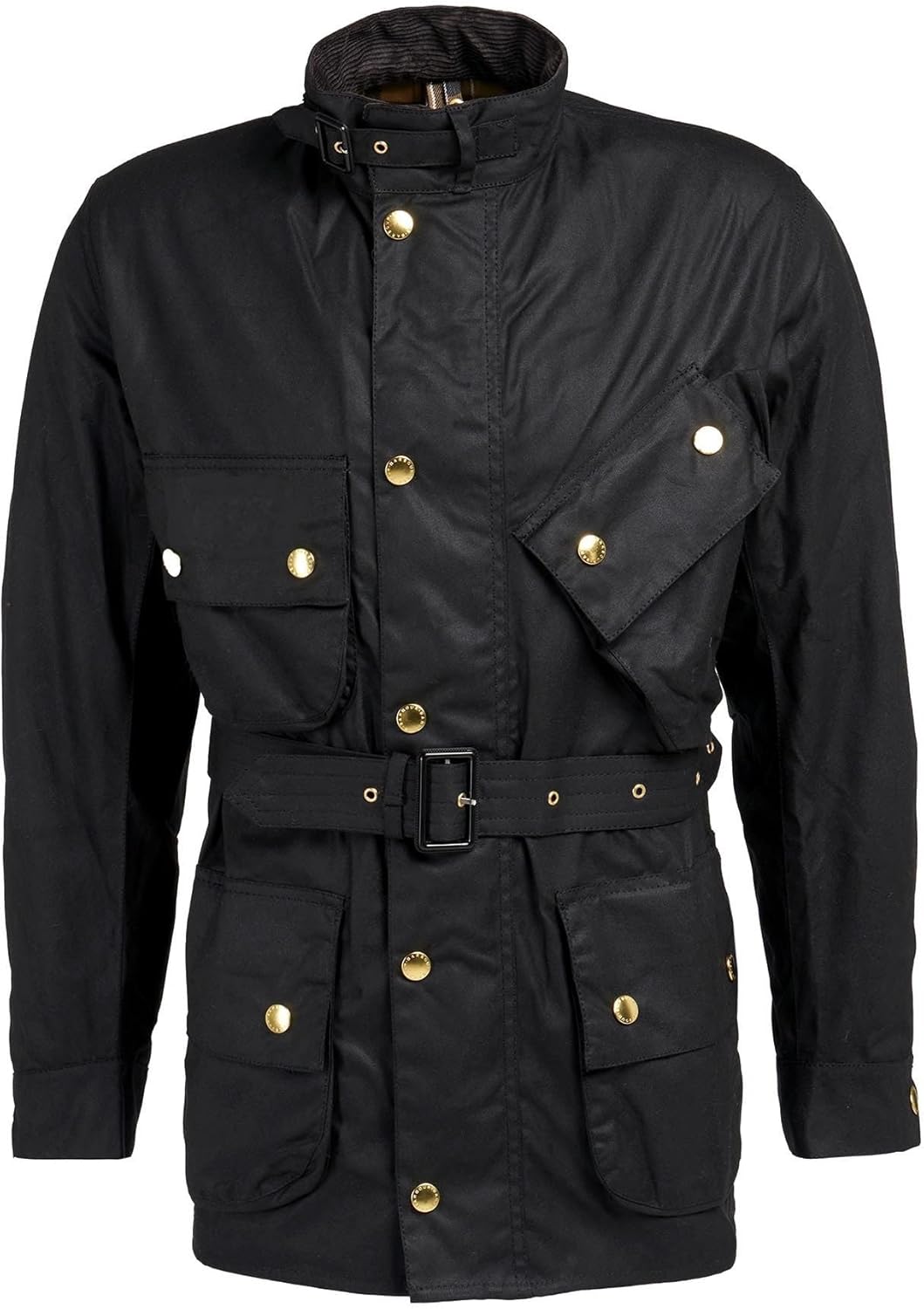 CLASSIC LEATHER Men's Waxed Cotton Trucker Jacket - Water-Resistant Outdoor Utility Belted Coat - Outdoor Military Style Coat