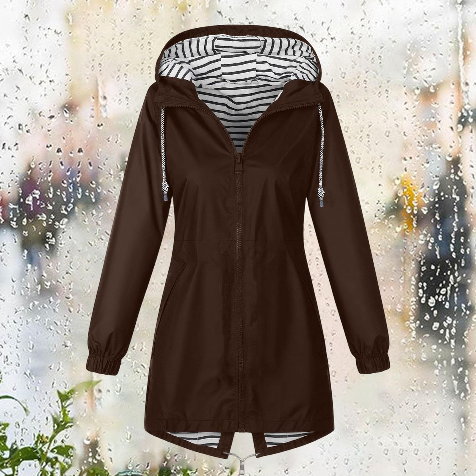 Generisch Regenjacke Damen Wasserdicht Kapuzenjacke Übergangsjacke Leichte Jacke Sport Outdoorjacke Trekking Windbreaker Frauen Fahrrad Windjacke Atmungsaktiv Funktionsjacke mit Kapuze Und Taschen