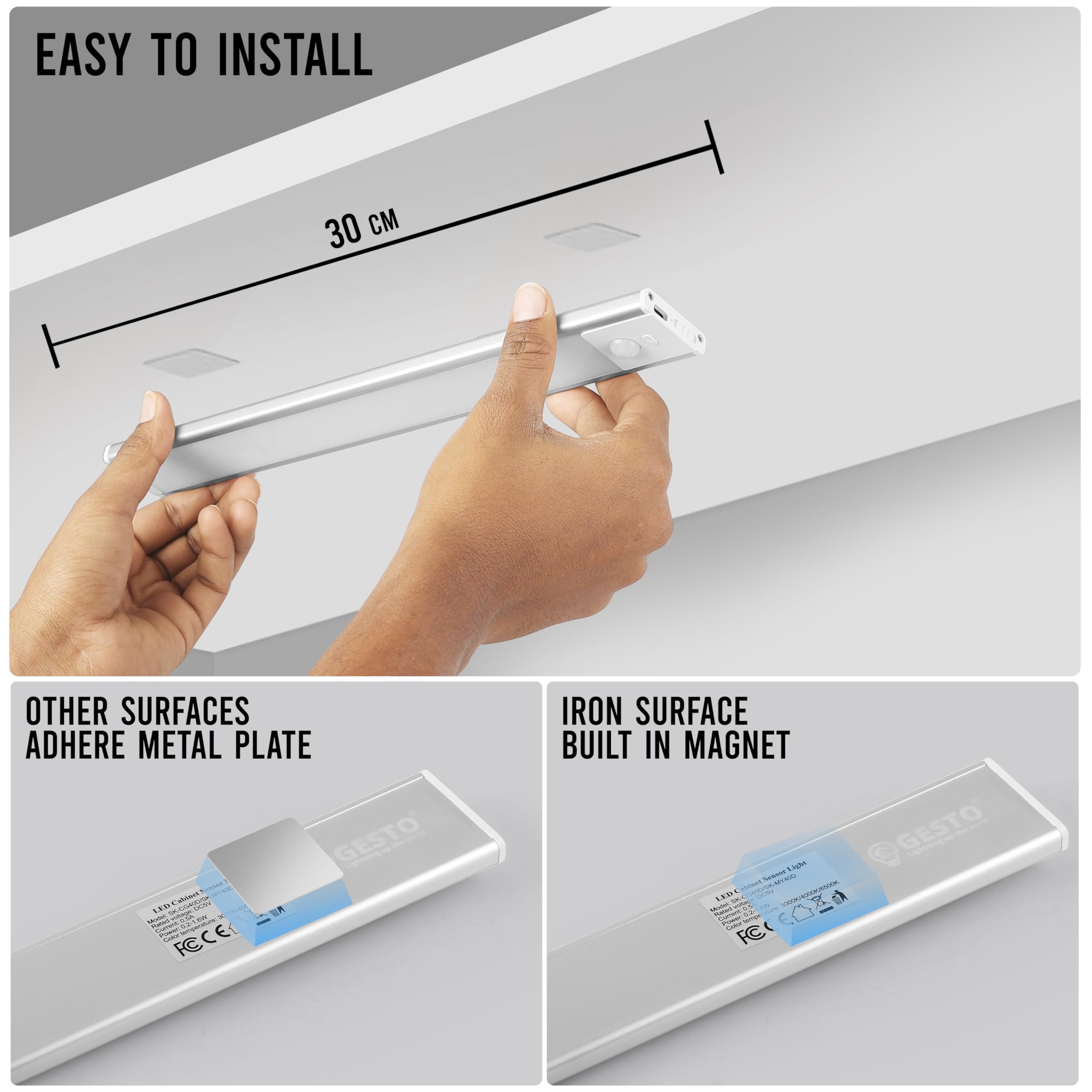 Gesto Motion Sensor LED Light - Rechargeable & Dimmable -7