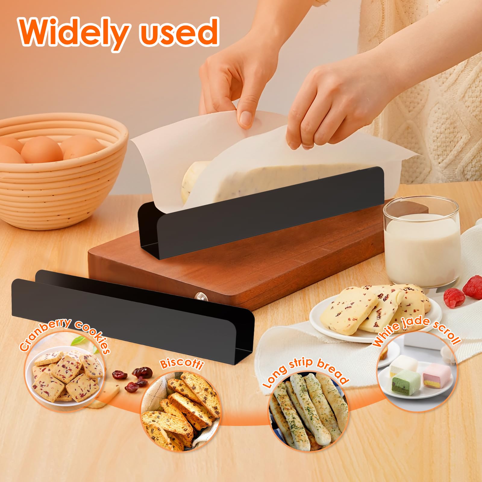 6Pcs Moule à biscuits en forme de U en canneberge Moule antiadhésif rectangulaire en forme de biscotte Bonne conductivité thermique Moule à pain, gâteau, biscuit pour la cuisine(Noir)