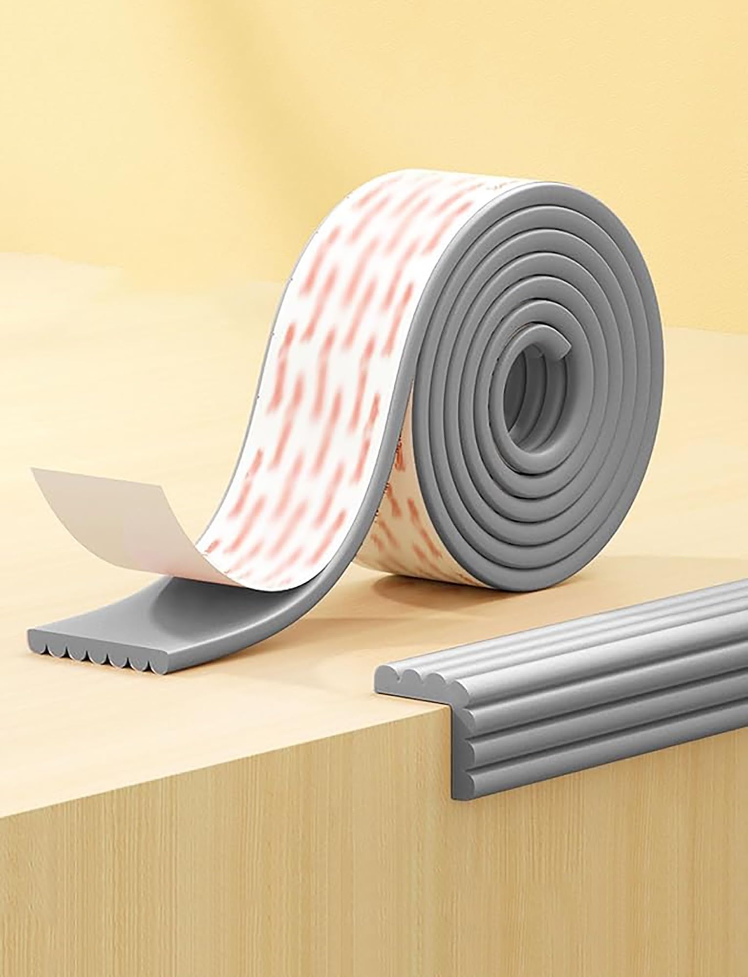 Extra Wide 8cm Foam Furniture Edging Tape, Edge Protector Stick Flatbed for Cabinet, Bedroom, Bedside Edge Guards Bumper Cushion and Bunk Bed Steps(Gray,Length 2 meter)