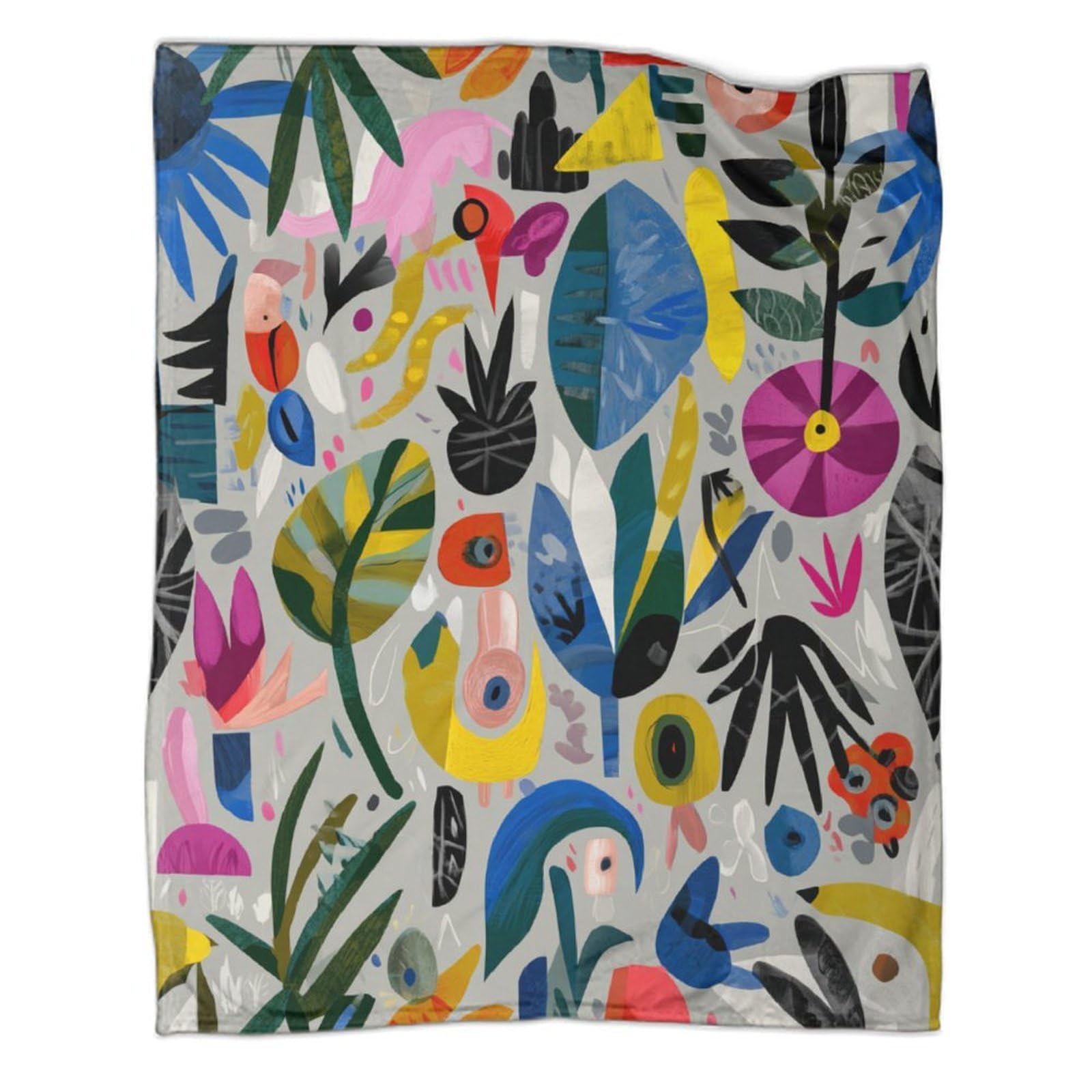 kaiyun Abstract Shapes of Jungle Plants Throws And Patchwork Quilts,70x80inch(180x200cm),Soft Blanket with Pattern