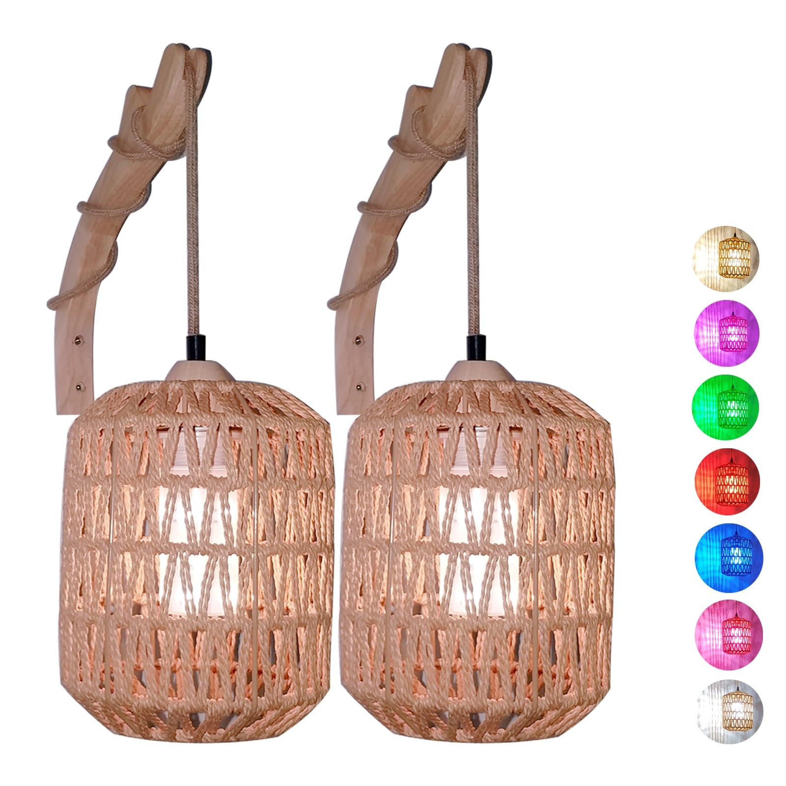 Sconces Wall Decor Set Of 2 Battery Operated,Rechargeable Wall Scones,led Wall Sconces,rattan Wall Sconce,wall Lights Battery Operated,battery Sconces Wall Lighting Indoor,rustic Farmhouse Lamps ( Col