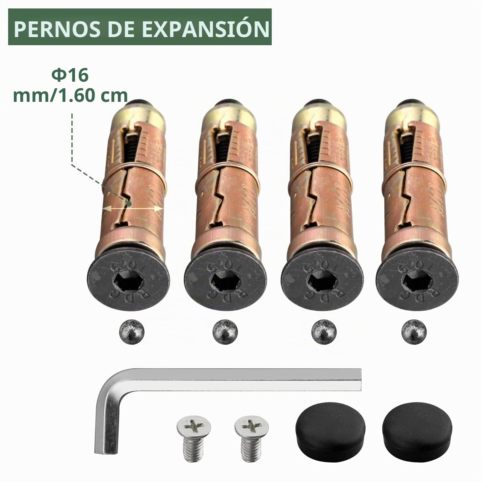 EYPINS Anclaje de Suelo, Pared, Anclaje Antirrobo Aleación de Acero de Alta Resistencia, 4 Puntos de Anclaje Fijos de 16 mm, con Hebilla de Anclaje Plegable para Motos, Bicicletas