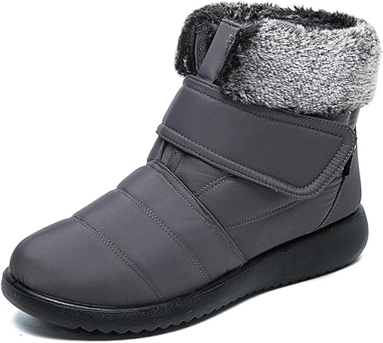 Amazon イグル スノーブーツ ショートブーツ ウインターブーツ レディース ボア 歩きやすい 大きいサイズ おしゃれ 黒 ブラック 防水 防滑 撥水 防寒 雪 靴 滑らない スノーシューズ 裏ボア あたたかい ベロクロ 雪用 保温 普段使い スノートレーニング