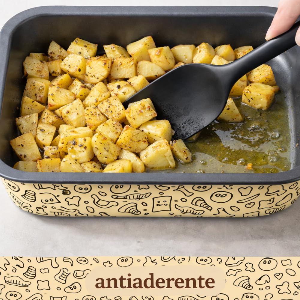 BAKAJI Set 4 Teglie Rettangolari da Forno 20-25 - 30-35 cm con Fondo Antiaderente e Cottura Omogenea, Ideale per Lasagne, Dolci, Facile da Pulire