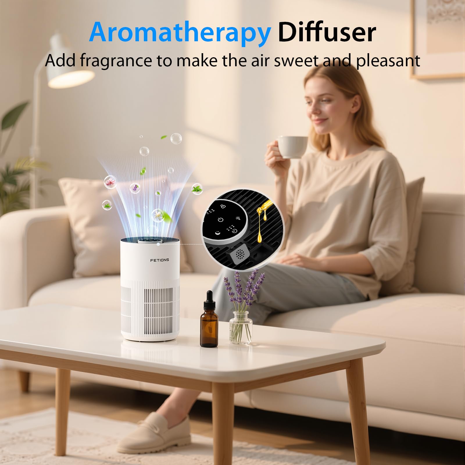 Purificadores de aire para el hogar de hasta 300 pies cuadrados, purificadores de aire pequeños para dormitorio, purificador de aire HEPA H14 con modo de espera, 3 velocidades, temporizador, función