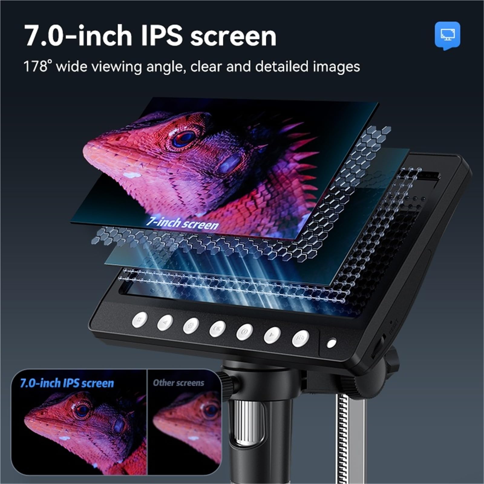Microscopio digital, Telescopio digital for monedas IPS de 7 pulgadas, cámara ultraprecisa de 5 MP y 1200X, videoscopio de 1080P, 8 luces LED for circuito de monedas Para reparación de aparatos electr