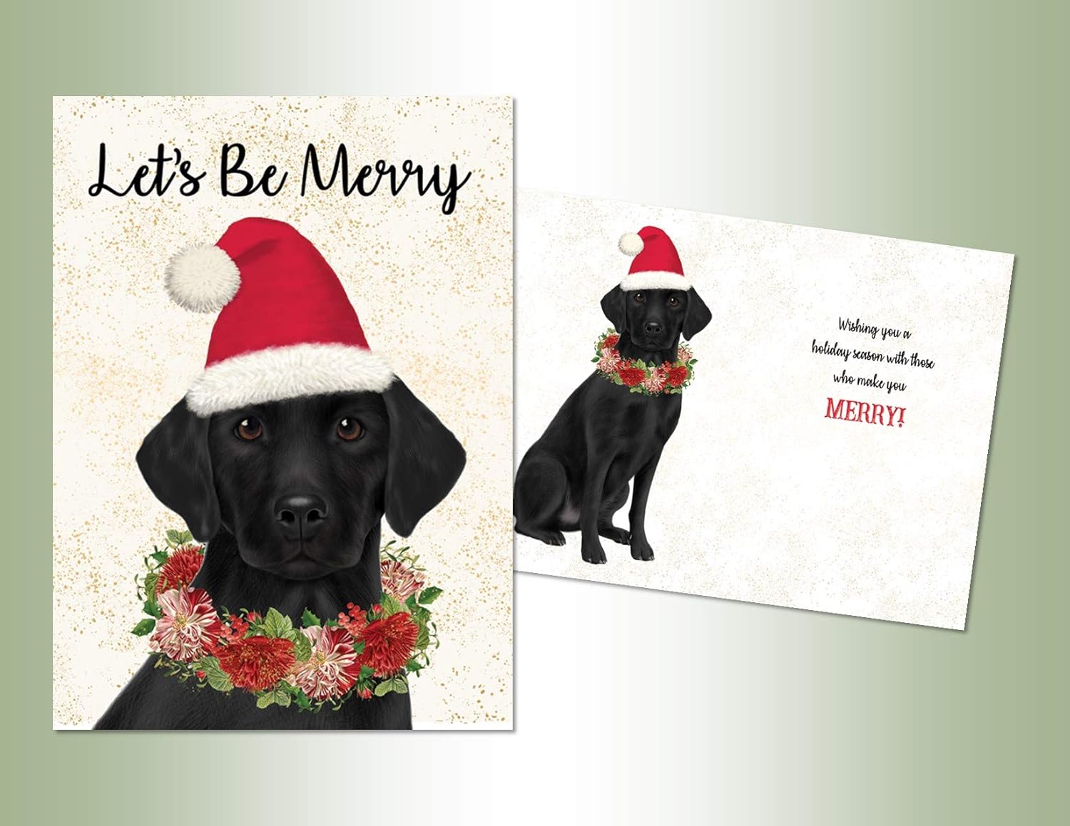 Performing Arts Boxed Christmas Cards with Full Color Inside Designs, Christmas Dog, (18-cards, 18-envelopes), Made In The USA