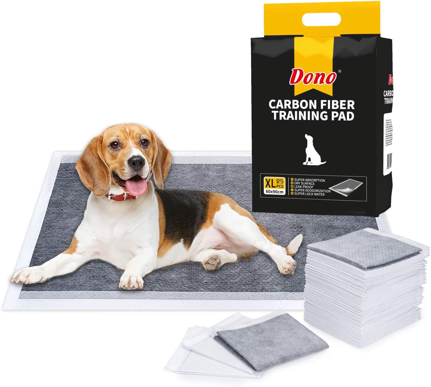 Dono White Pet Training Pads Carbon Puppy Pee Wee Toilet Trainer Pads Super Absorbent Deodorizing Heavy Duty Dog Pads 25Pcs